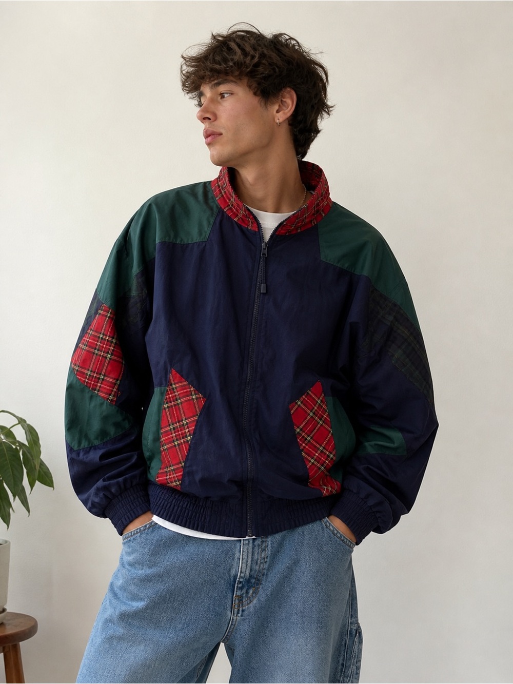 Vintage London Fog Colorblock Plaid Windbreaker Jacket | Men’s Medium